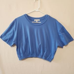 Truly Madly Deeply Blue Short Sleeve Crop Top